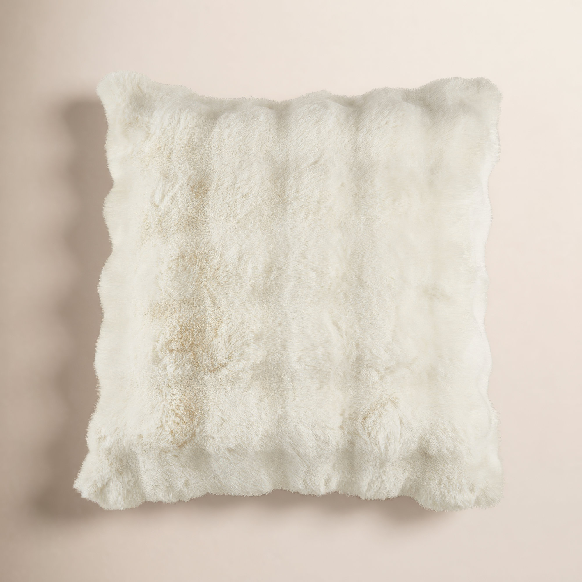Cozy Bubble Faux Fur Pillow Cover, Ivory, Down, Square 20"