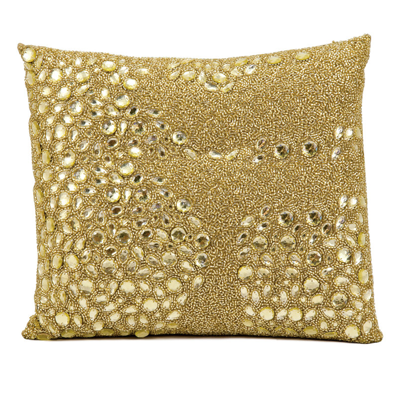Luminescence Sequined Throw Pillow, 16" x 16", Amber