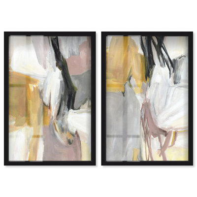 Ensemble de deux affiches encadrées « Gold that Remembers I & II » d'Art Remedy, cadre noir, 10 x 15
