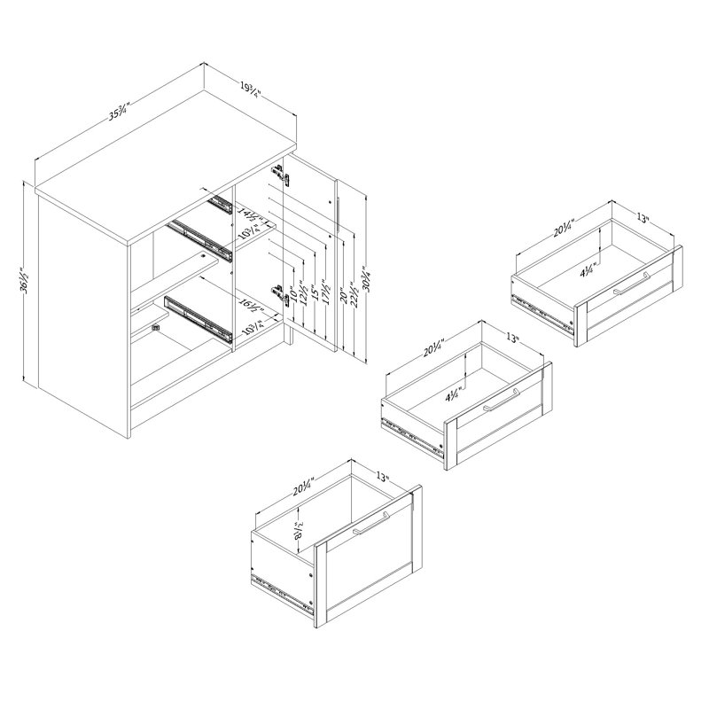 White and Maple Nutmeg Compact Kitchen Island with 3 Drawers