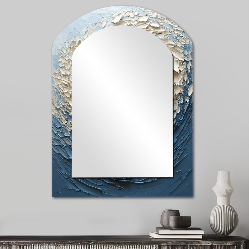 Miroir mural blanc moderne vortex Oceanic, 34 po x 25 po