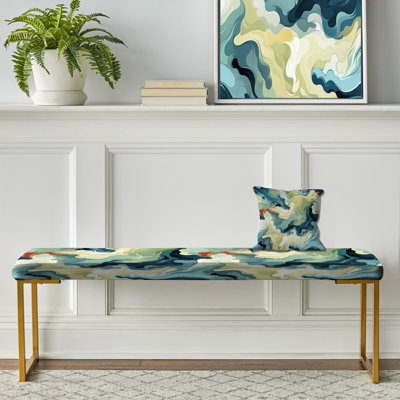 Banc rembourré bleu et vert Mystic Camouflage Reverie