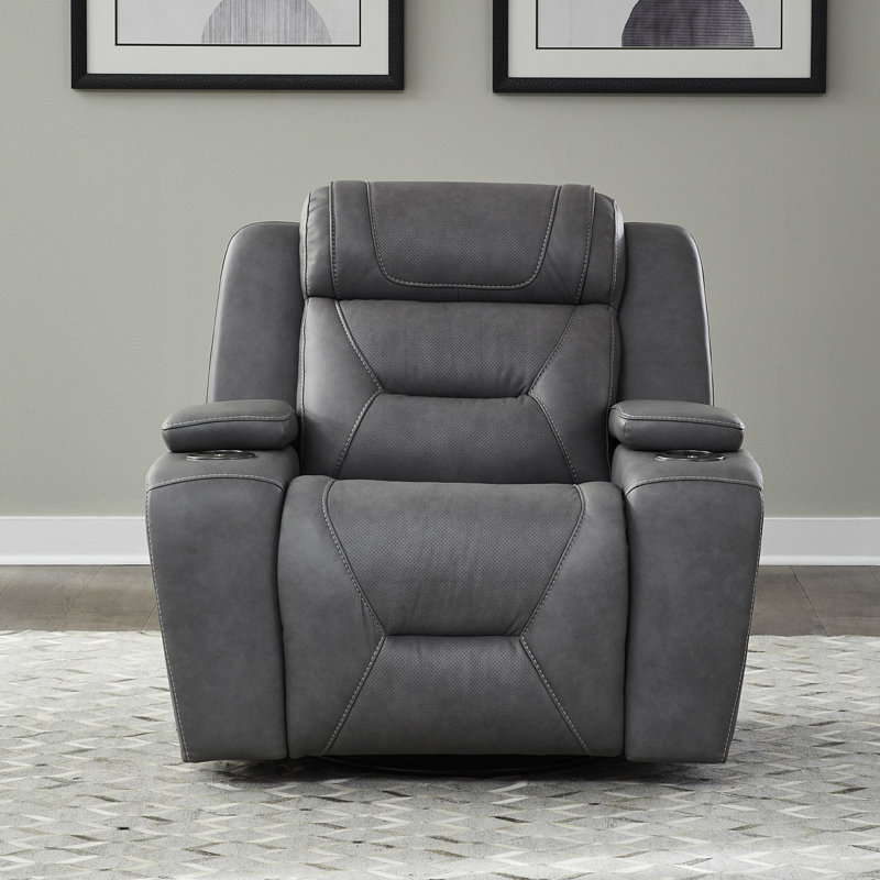 Fauteuil inclinable électrique pivotant Kerven, Bleu gris