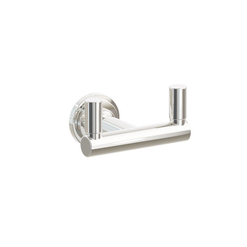 Emtek Select Double Hook w/ Step Disc Rosette, Round Stem & Smooth Tip, Polished Nickel