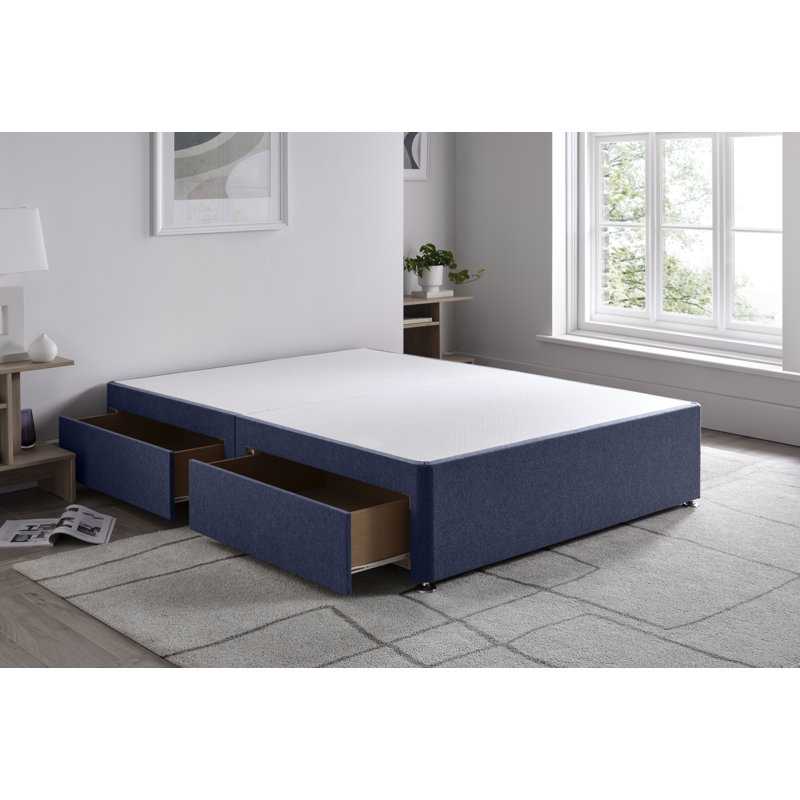 Wool Divan Bed Base, Single (3'), Sapphire, No Drawers