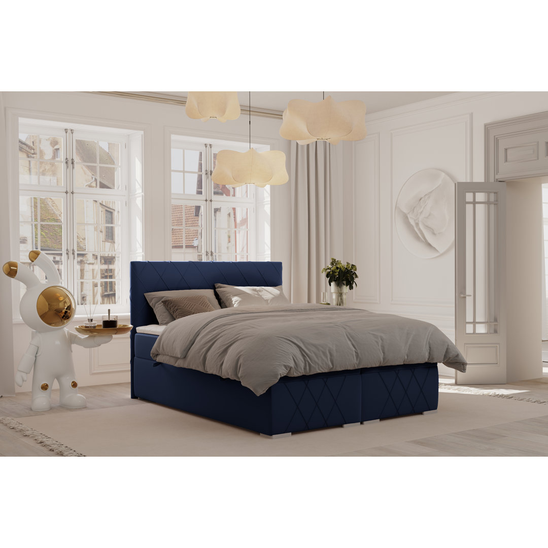 Boxspringbett Charlotte mit Stauraum, Matratze und Topper