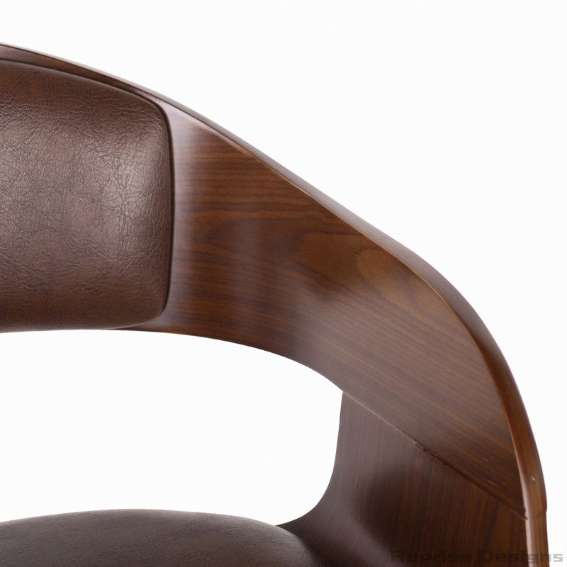 Tabouret en similicuir revêtu de tissu d'ameublement, Marron foncé, Marron foncé