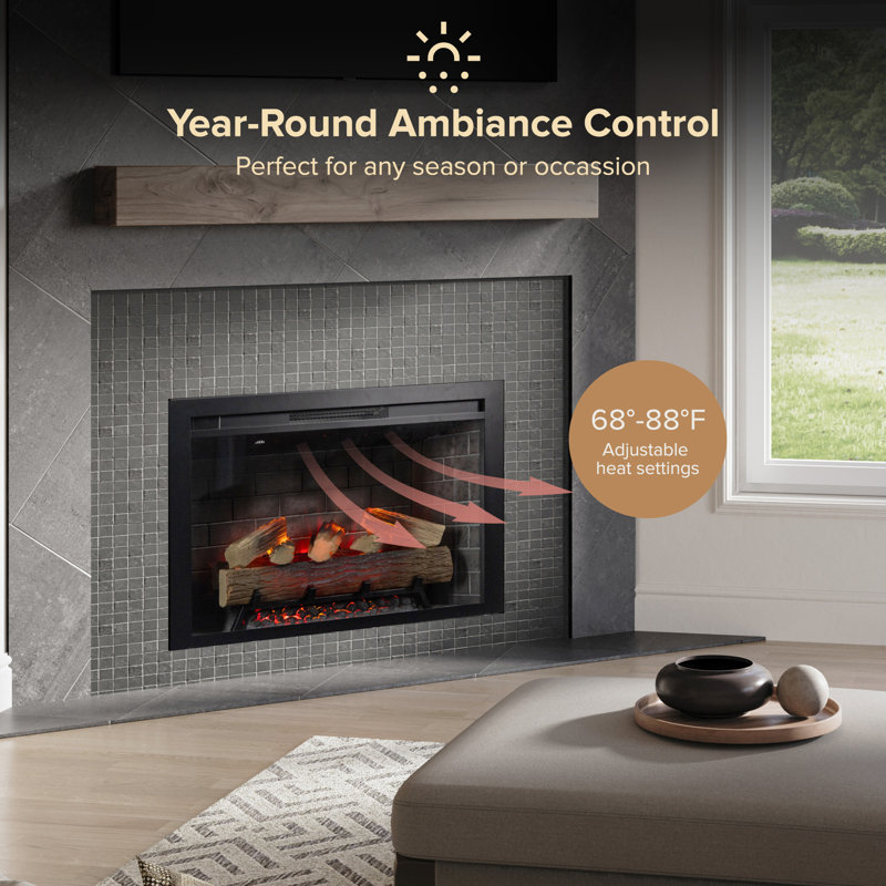 Uptown Infrared Electric Fireplace Insert Heater, Compatible with Alexa & Google Home, 24.92" H x 39.02" W x 9.41" D