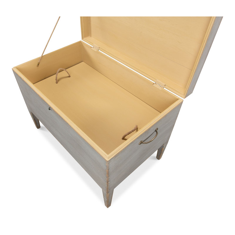 Gray Rectangular Wood and Metal Storage Trunk Table