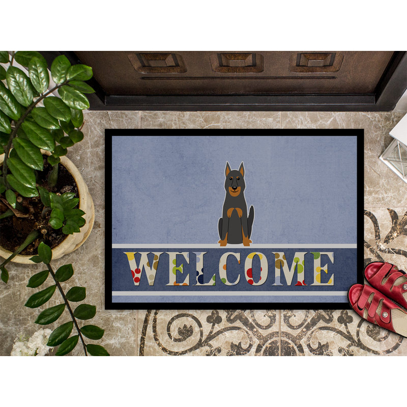Beauceron berger dog welcome 27 po x 18 po tapis de porte extérieur antidérapant