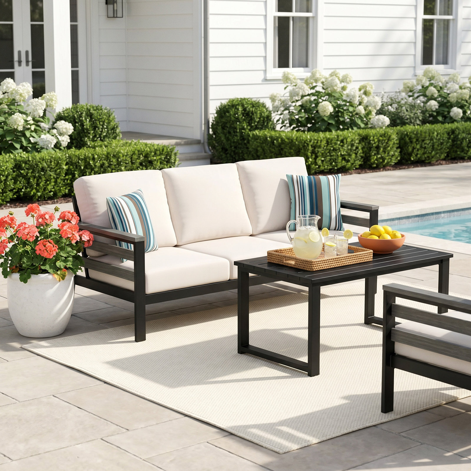 Townsend 6 - Person Patio Conversation Set with Cushions, Cast Silver