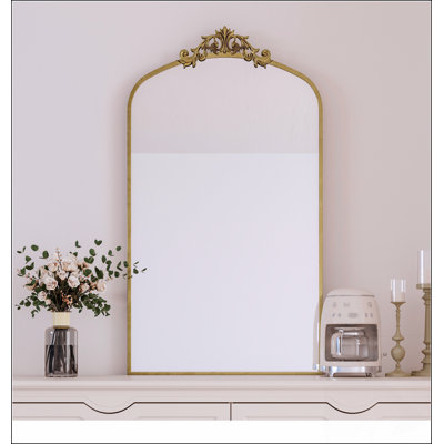 Miroir de plancher arqué rétro avec cadre en métal, 43 x 24 pouces, parfait pour le vestibule, le salon et la chambre à coucher