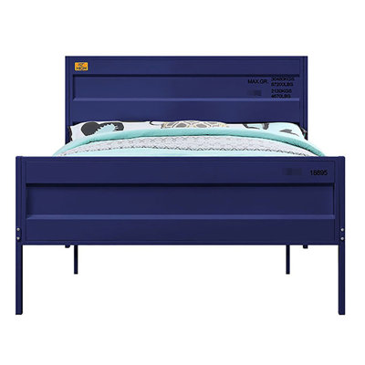 Lit double contemporain en métal de style industriel contemporain sans sommier pour chambre à coucher avec une esthétique industrielle