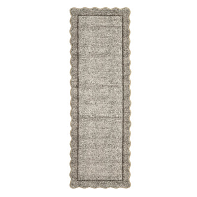 Scalloped Machine Washable Rug Non-Slip Bordered Floor Mats Non-Shedding Soft Low Pile Modern Accent Rugs for Living Room Bedroom Office