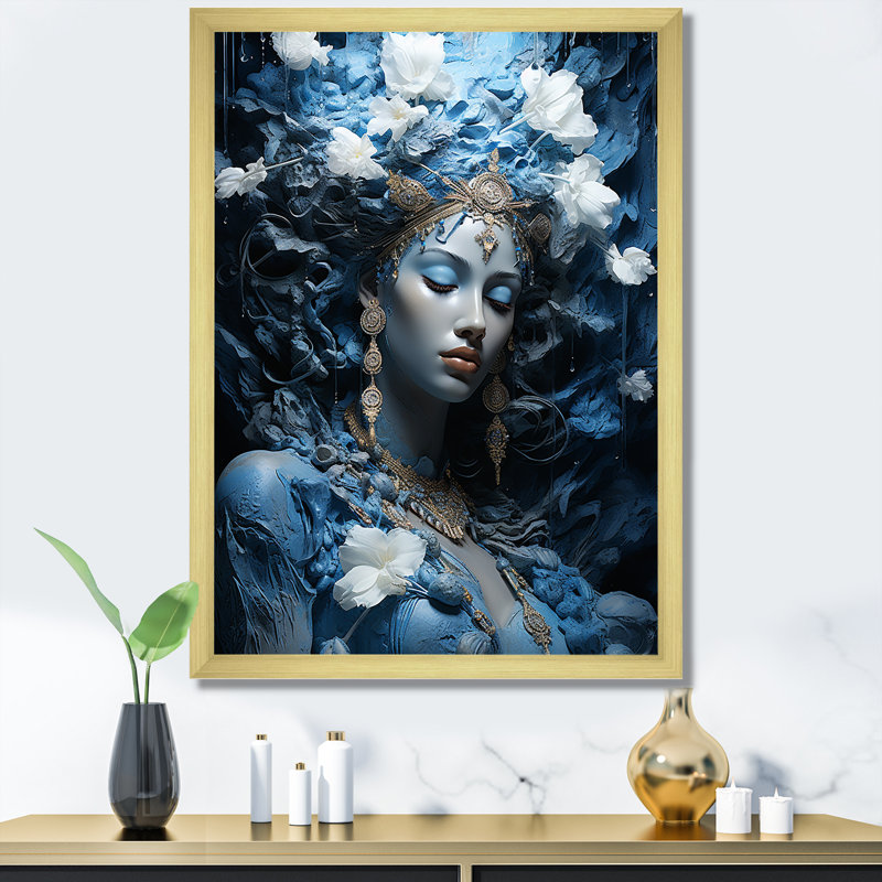 «Hindu Woman Atman Spirit Abyss», reproduction d'art sur toile, Cadre doré simple, H 32 po x l 24 po x P 1 po