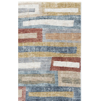 Tapis gris rouille / bleu Jerrylène