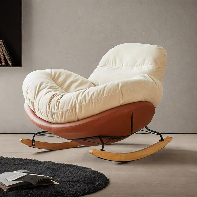 Chaise berçante crème en escargot, Noir