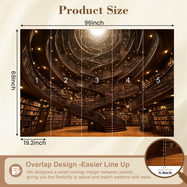 Red Barrel Studio® Library Peel and Stick Wallpaper Grand Library ...
