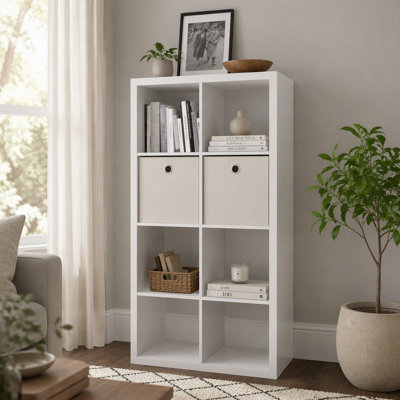 8‑Cube Freestanding Storage Organizer,2 X 4 Open‑Back Cube Bookcase, Multi‑Purpose Display Shelf for Home and Office