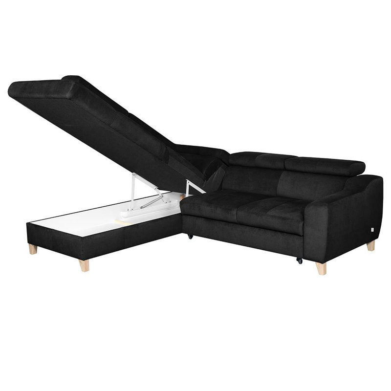 Avajane 4 Seater Sofa Bed, Black, Left Hand Facing, Yes