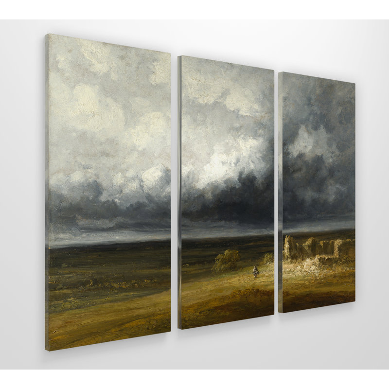 Paysage orageux - Reproduction d'art sur toile multi-pièces, H 40 po x l 60 po x P 1,5 po