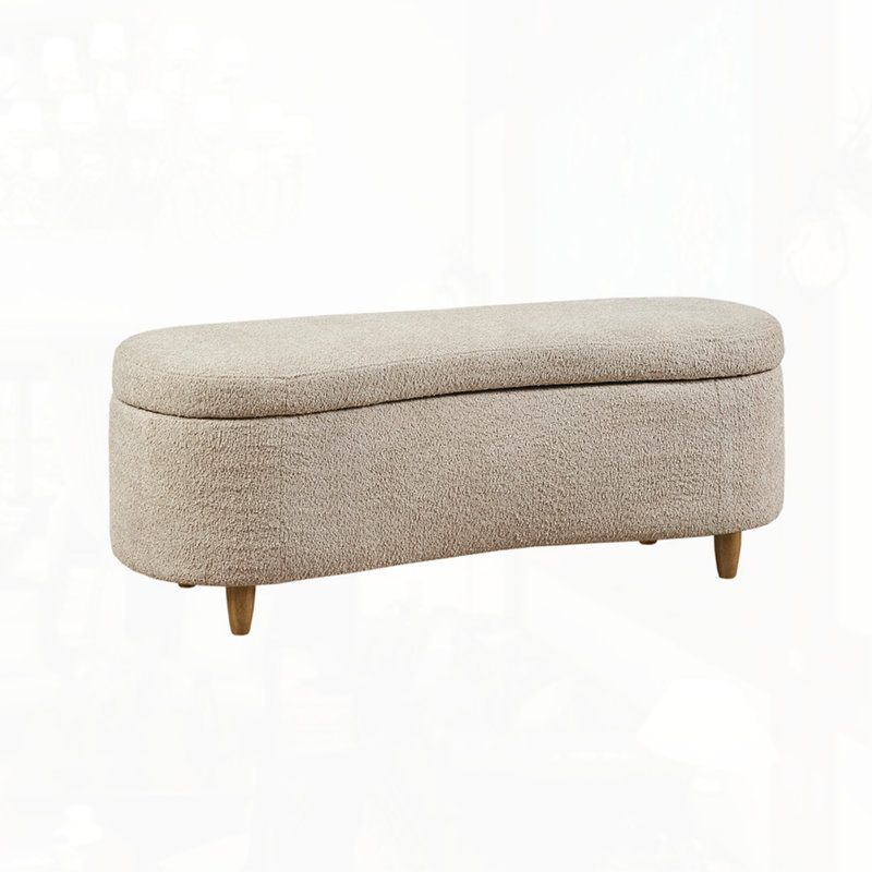 Boucle Flip Top Storage Bench, Taupe