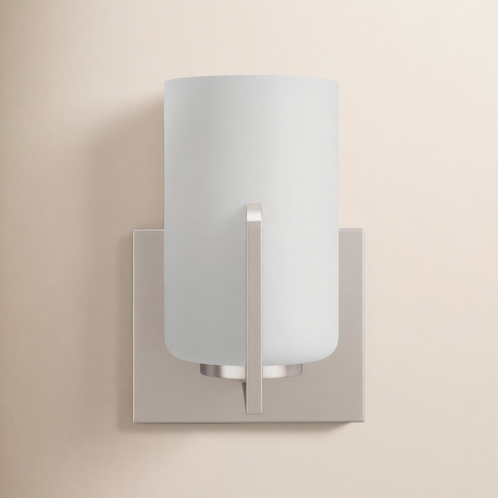 Rowanne Single Light Glass Dimmable Armed Sconce, Satin Nickel