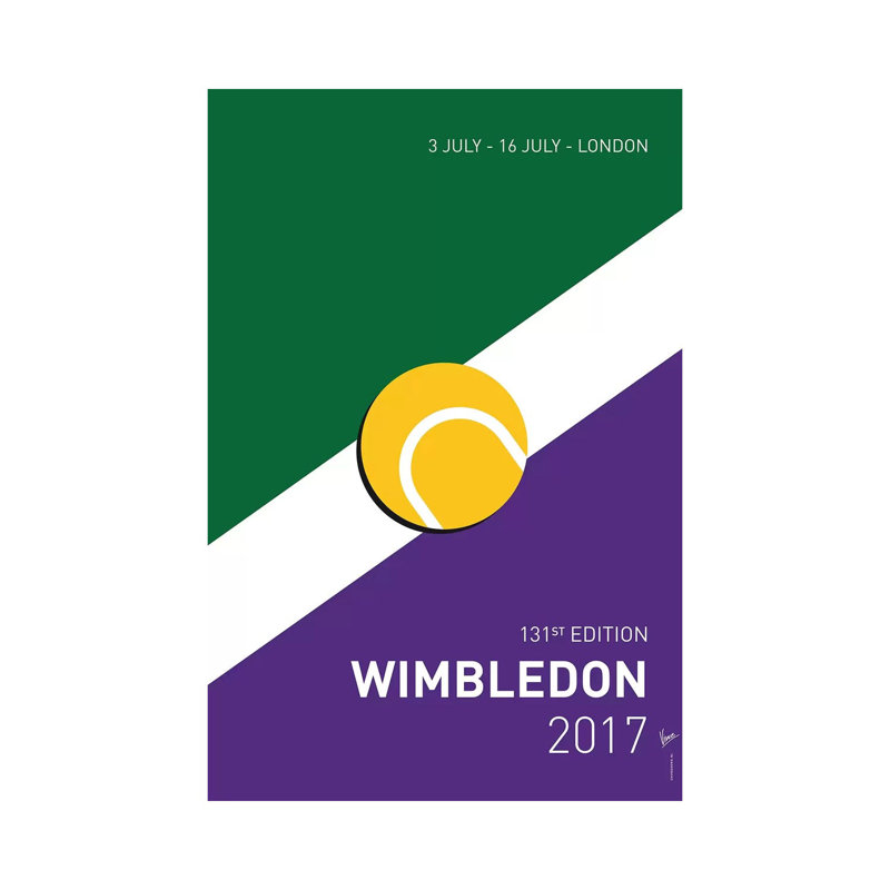 Grand Slam Wimbledon Open 2017 Minimal Poster by Chungkong - Wrapped Canvas Print, 20.32 cm H x 30.48 cm W