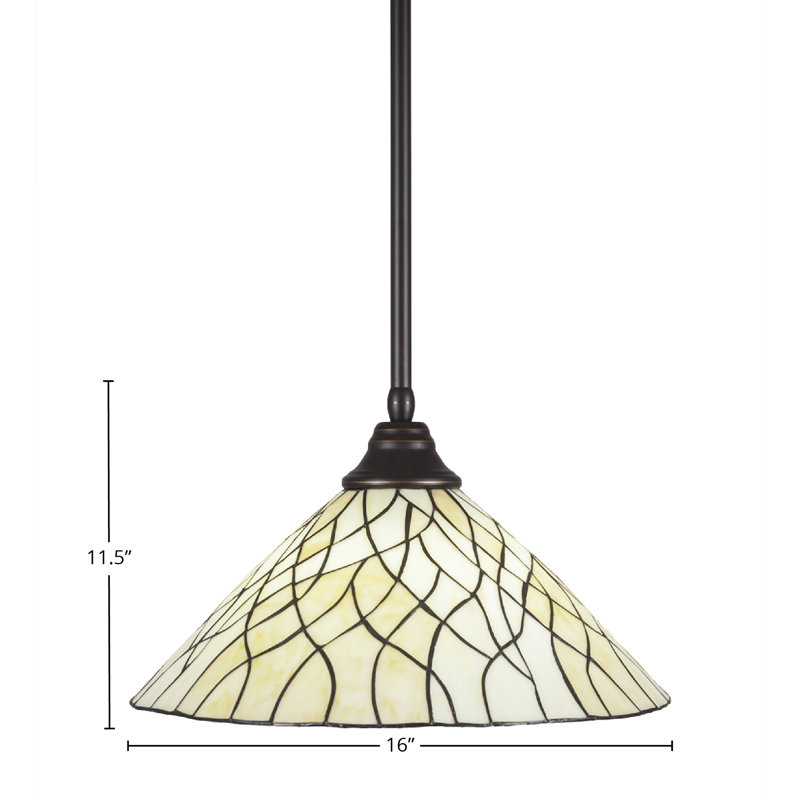 Stem Hung Pendant Shown With 16" Sandhill Art Glass, Dark Granite