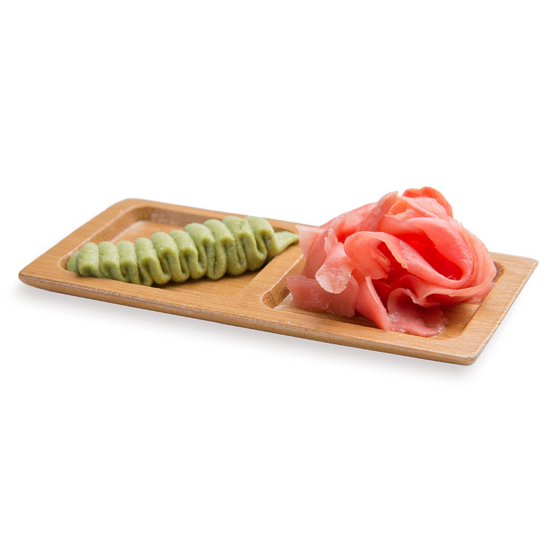 Restaurantware-4.8 x 2.5 Inch Appetizer Platters, 100 Carved Sauce Trays - 2-Compartment, Rectangle, Bamboo Divided Serving Dishes, Carved