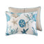 Édredon 7 pièces en mélange de coton avec imprimé coquillages et coraux en tissu bleu sarcelle-126363559-126363557