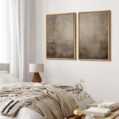 Abstract Landscape " Monochromatic Gradient Abstract Minimalist Gray " 2 - Pieces