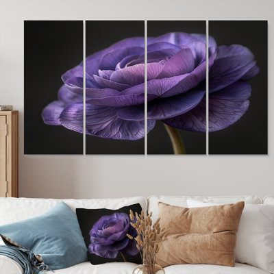 Ensemble d'art mural noir et mauve nature Renance I - Renoncule noir et mauve