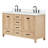 Cambridge 61'' Solid Wood Double Bathroom Vanity in Oak, with 1.5'' Pure White Quartz Top, Center, Rectangle Sink-1711233675-1685845761