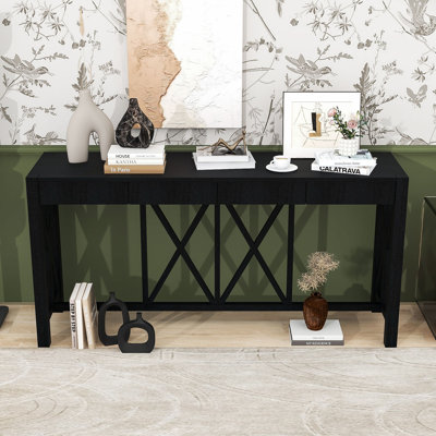 Console en placage 60 po avec 4 tiroirs spacieux