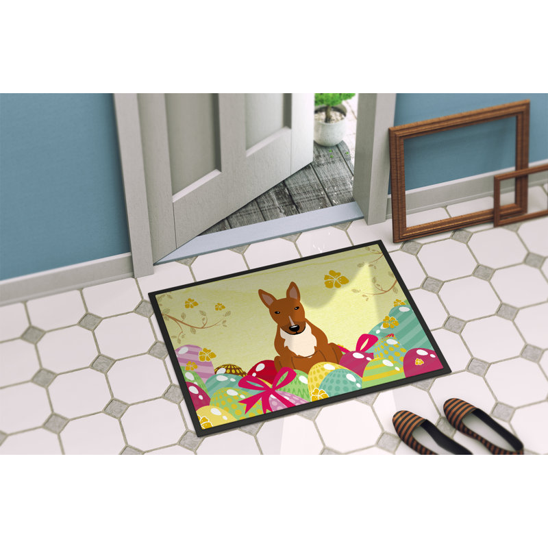 Tapis d'extérieur antidérapant Saroyan Bull Terrier, Rouge, l 18 po x L 27 po