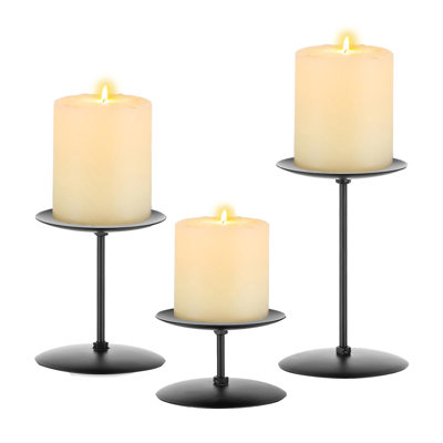 3 Pcs Pillar Candle Holders Candelabra Black