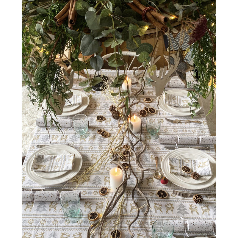 Hiram Nordic Tablecloth, Yellow/Silver