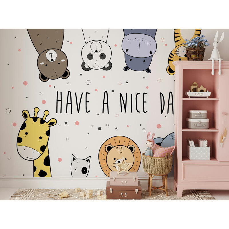 Adorables animaux de safari, papier peint «Have a Nice Day», L 50 po x l 75 po