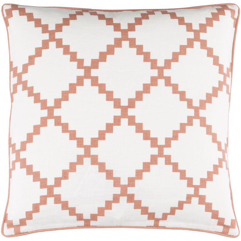 Square Linen Pillow Cover & Insert, 18" H x 18" W, Rust, Down