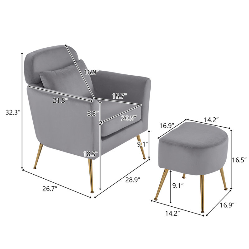 Fauteuil Azoriah, Velours gris profond