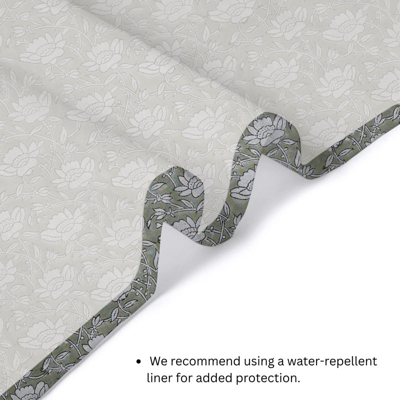 Rideau de bain en lin à imprimé éthique fabriqué en blocs | 100% lin |  Eco Decor, Dhruv, vert, H 63 po x l 36 po