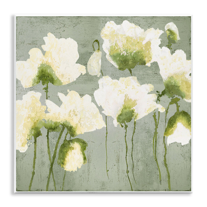 Plaque murale moderne avec fleurs blanches, design par Vanessa Austin