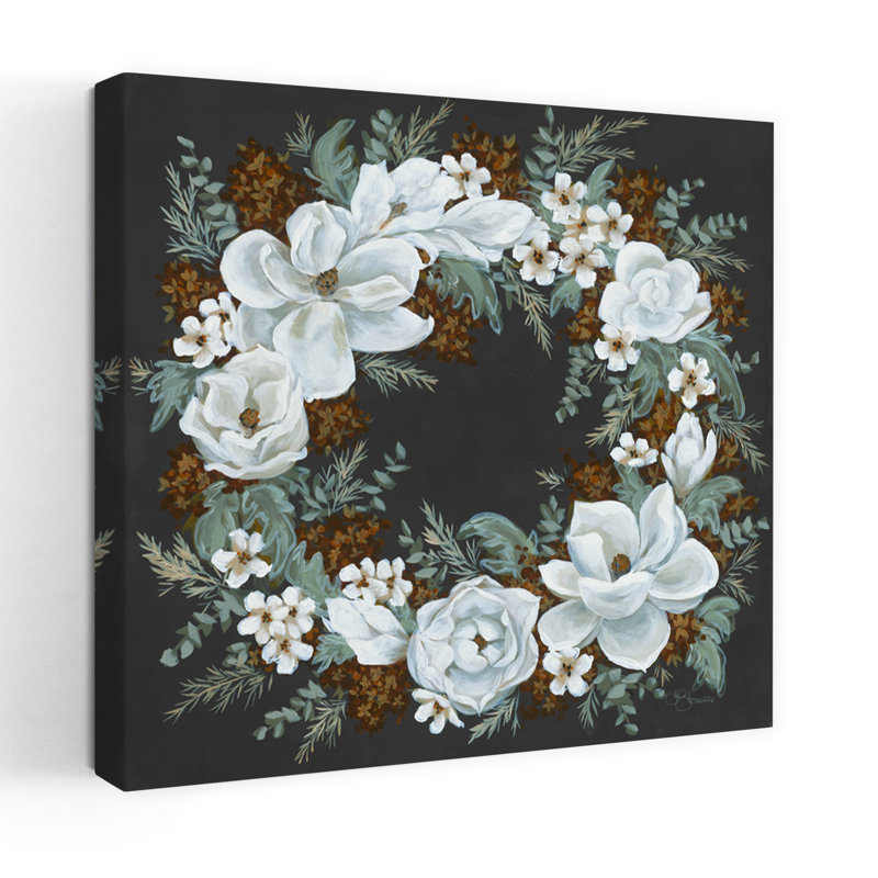 Couronne contemporaine avec art Magnolia, H 18 po x l 18 po