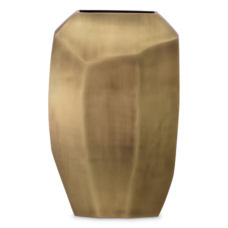 Linos Handmade Aluminum Table Vase, Antique Brass, 17.13" H x 9.65" W x 4.53" D