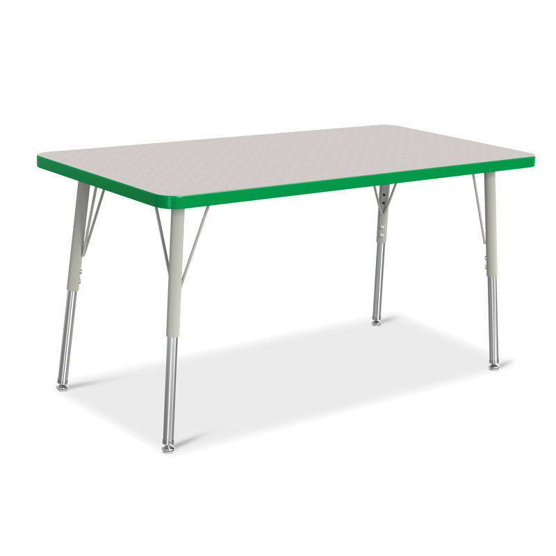 Table rectangulaire Berries, Pieds standards pour adultes 24 po - 31 po, Gris et vert, 24 po x 48 po