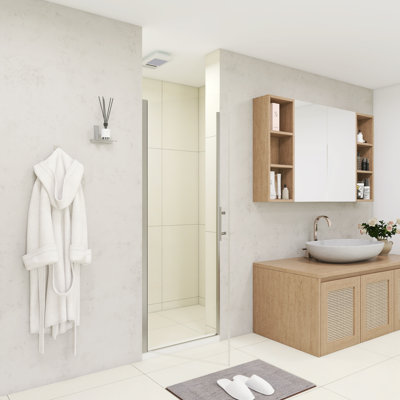 28" W × 72" H Pivot Shower Door – 1/4"(6Mm) Tempered Glass With Explosion-Proof Film, Stainless Steel Handle, Matte Black Aluminum Half Frame, Modern Minimalist Design