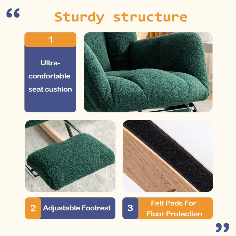 Chaise berçante en tissu Teddy, Vert