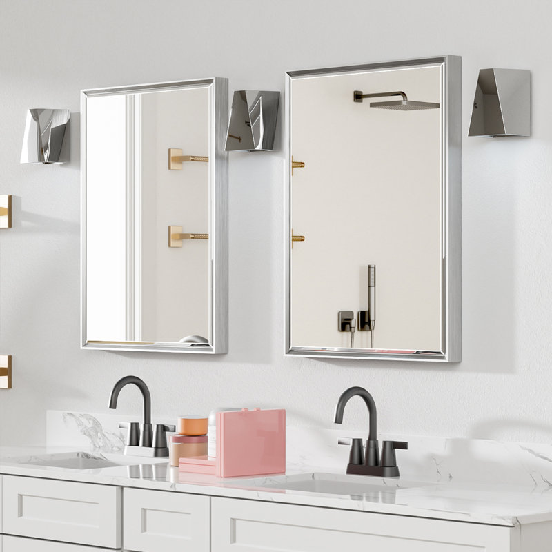 Miroir de salle de bain mural Lohoski, Argent, 36 po x 24 po