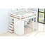 Lit mezzanine double en bois avec garde-robe intégrée, bureau, tablettes et tiroirs, blanc